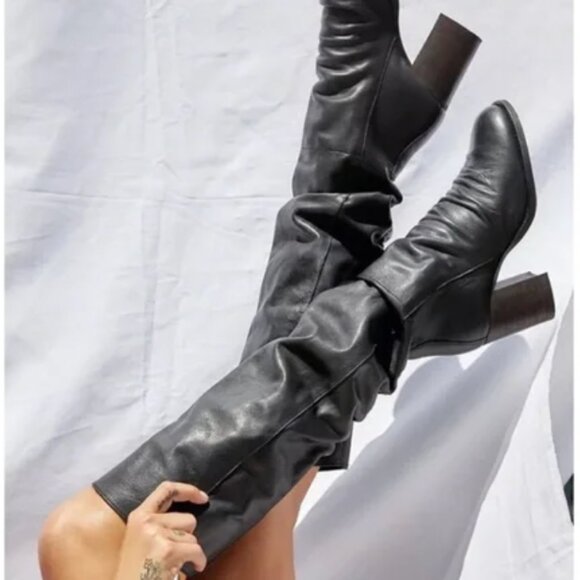 Free People Elle Tall Slouch Boots Size 10 Black - NBW - Picture 2 of 9
